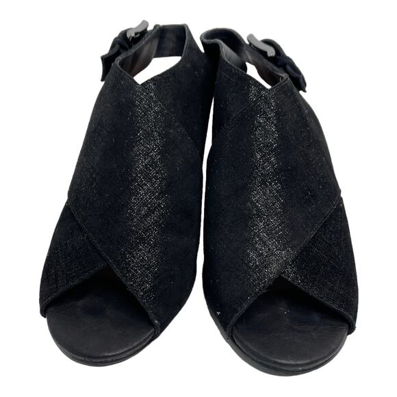 Donald J. Pliner Sandals Peep Toe Suede Black 6.5 - Picture 6 of 13